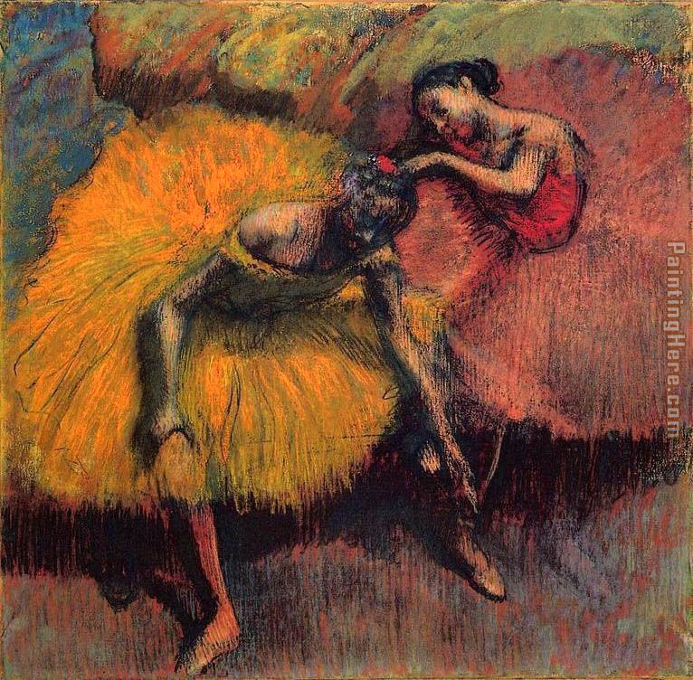 Two Dancers in Yellow and Pink painting - Edgar Degas Two Dancers in Yellow and Pink art painting